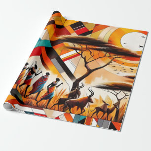 Papier Cadeau Masaï d'art africain Abstrait géométrique