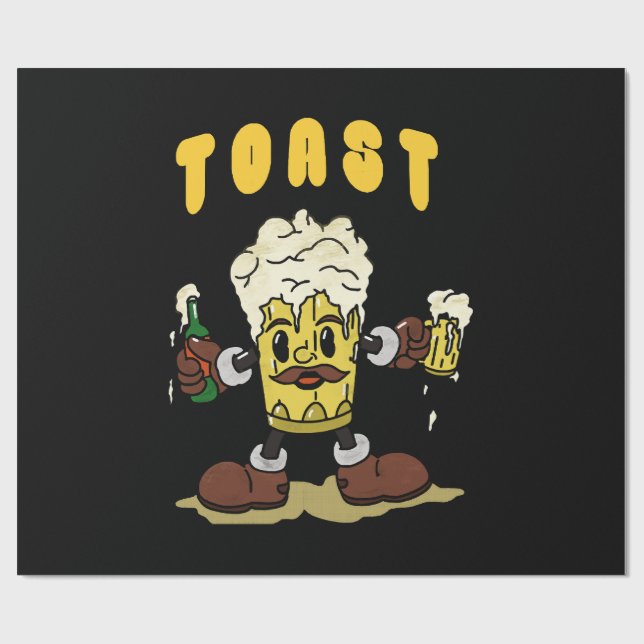 Papier Cadeau Mascotte de toast à la bière (Plat)