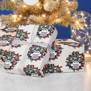Papier Cadeau Masque de Pathogène Covid décoré de Noël de quaran