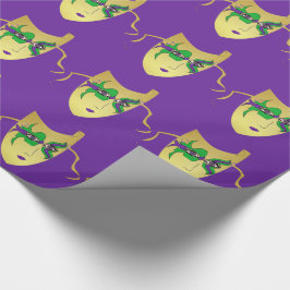 Papier Cadeau Masque Or Mardi Gras Carnaval Sur Violet