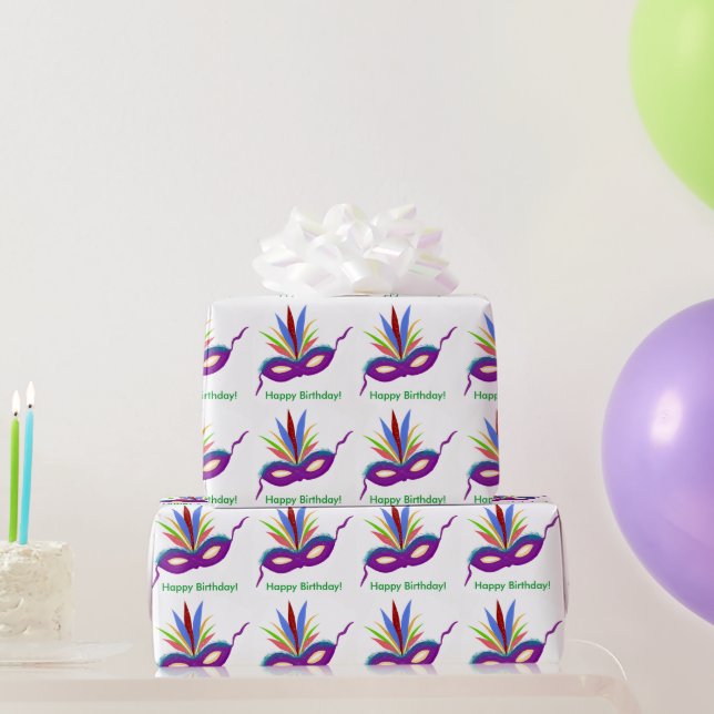 Papier Cadeau Masque violet d'anniversaire Mardi Gras Enveloppem (Cadeaux de fête)