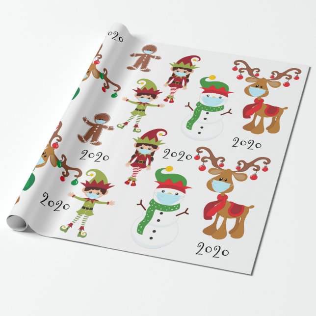 Papier Cadeau Masque Visage de Noël 2020 de Quarnatine (Déroulé)