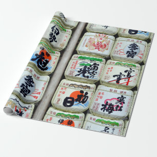 Papier Cadeau Masques de saké du sanctuaire d'Ise, Japon 