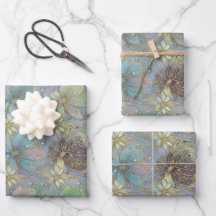 Papier cadeau mat luxueux à motif floral élégant
