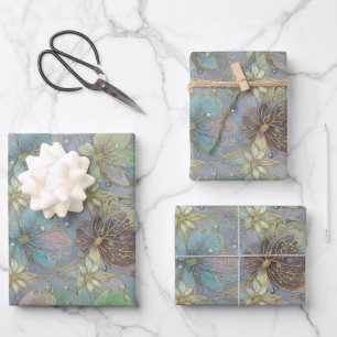 Papier cadeau mat luxueux à motif floral élégant