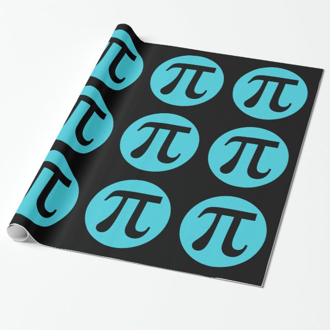 Papier Cadeau Math geek symbole Pi, bleu sur noir (Déroulé)