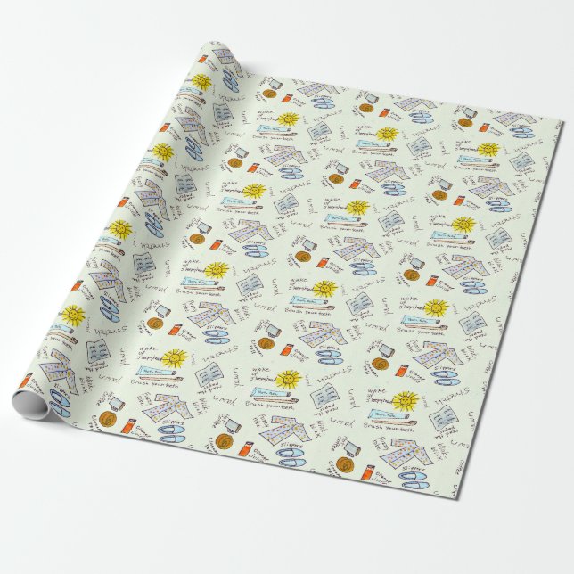 Papier Cadeau Matin Symboles courants du début de votre journée (Déroulé)