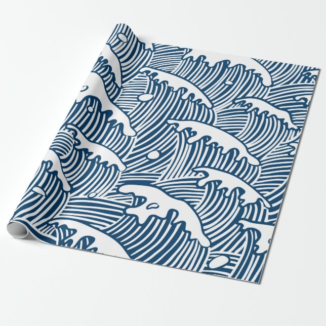 Papier Cadeau MATTE ENVELOPPANT le livre blanc BLEU ET (Déroulé)
