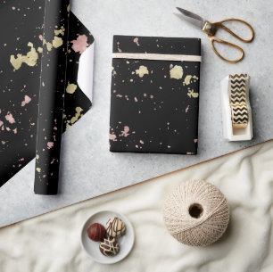Papier Cadeau Matte Gold et Rose Gold Flakes Noir