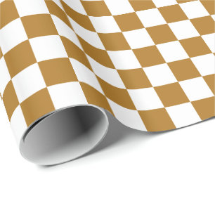 Papier Cadeau Matte Gold et White À damiers