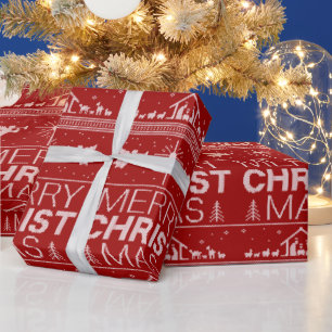 Papier Cadeau Mauvais Joyeux CHRISTmas Sweater Christian Rouge B