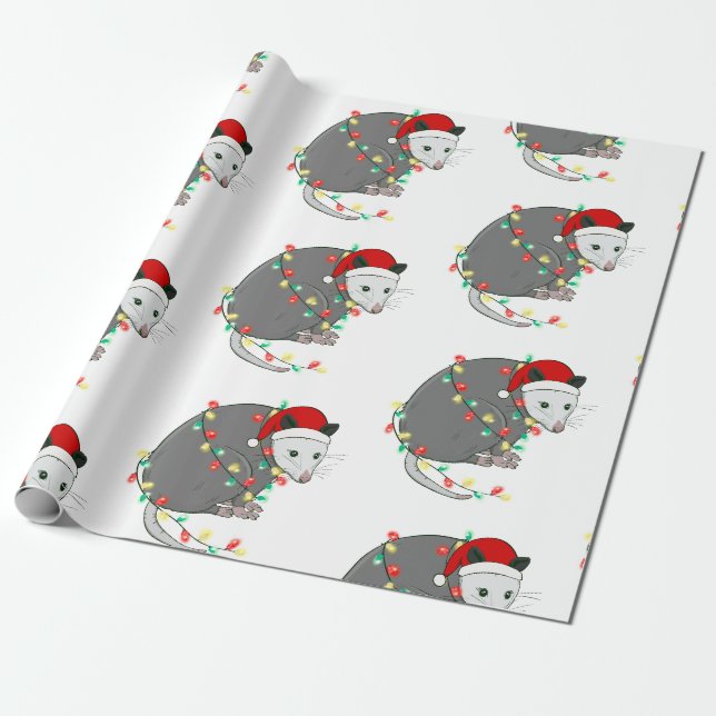 Papier Cadeau mauvais Noël santa claus opossum (Déroulé)