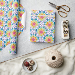 Papier Cadeau Maximaliste Rainbow Floral Fontaine Art Déco