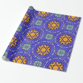 Papier Cadeau Mazal Tov et Siman Tov avec l'étoile florale