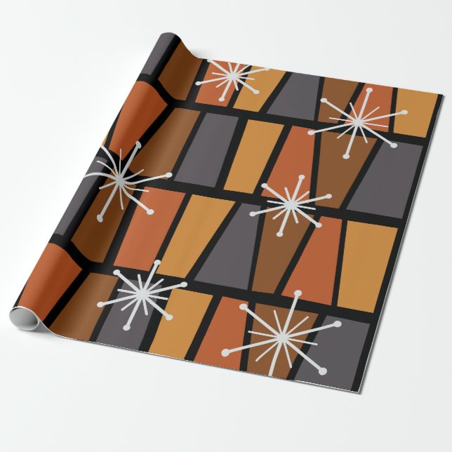 Papier Cadeau MCM géométrique Abstrait Burnt Orange (Déroulé)