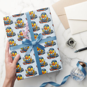 Papier Cadeau Mécanicien Canard en Caoutchouc