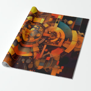 Papier Cadeau Mécanisme Solaire Steampunk Abstrait
