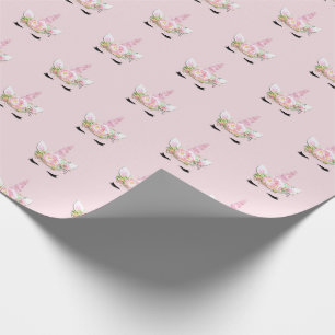 Papier Cadeau Mèche en pastel florale de fille de rose de