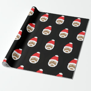 Papier Cadeau Med ethnique de Père Noël (noir)