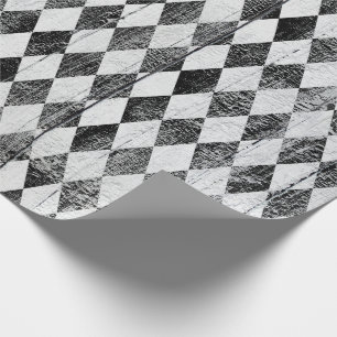 Papier Cadeau Med noir et blanc affligé de diamant de harlequin