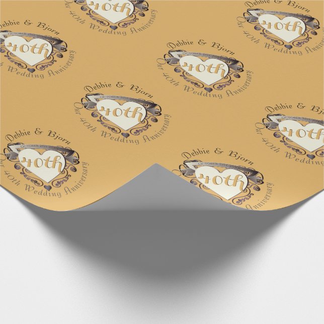 Papier Cadeau Médaille du coeur de l'anniversaire de mariage per (Coin)