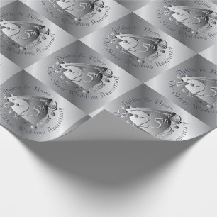 Papier Cadeau Médaillon du coeur d'argent du 25e anniversaire de