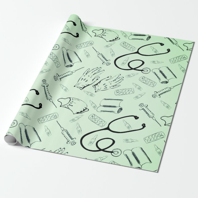 Papier Cadeau médecin chirurgien vintage (Déroulé)