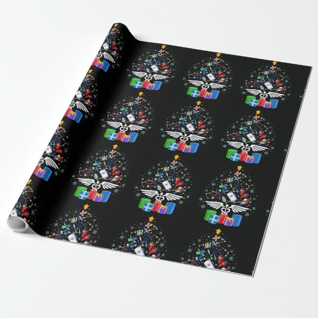 Papier Cadeau Médicale sapin de Noël Infirmière Docteur Funny Ch (Déroulé)