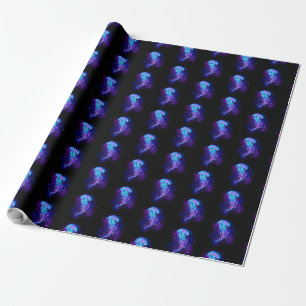 Papier Cadeau Méduse vibrante aux couleurs lumineuses