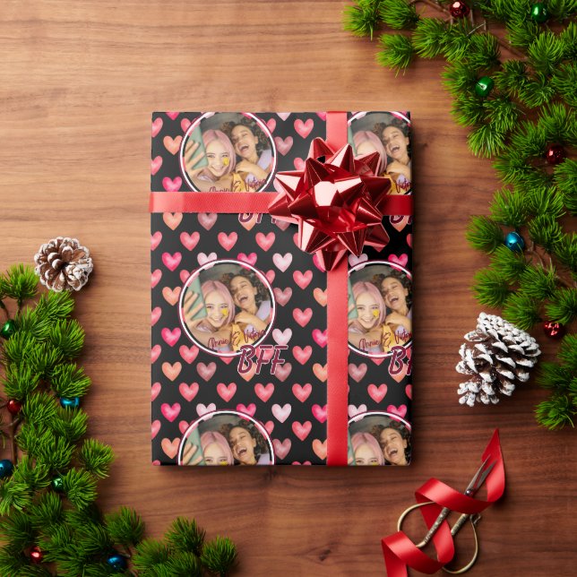 Papier Cadeau Meilleur ami pour toujours Coeurs BFF, ajouter pho (Cadeau de vacances)