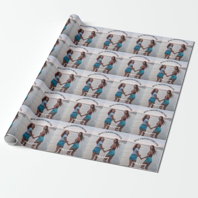 Papier Cadeau Meilleur nom et photo personnalisée pour les amis (Déroulé)