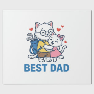 Papier Cadeau Meilleur Papa Golf Chat Câlin Mignon Design Vector