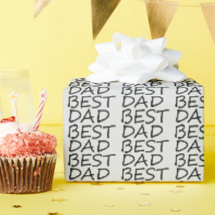 Papier Cadeau Meilleur papa gris clair noir moderne cadeau Fête