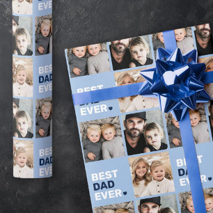 Papier Cadeau Meilleur papa jamais photo coeur fête des pères
