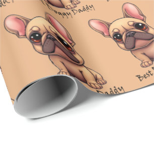 Papier Cadeau Meilleur Papa Toutou Frenchie Bouledogue Français