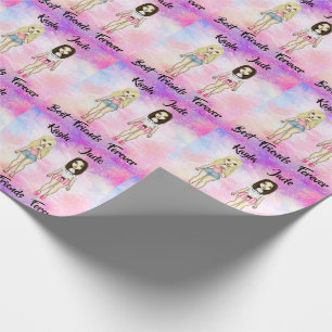 Papier Cadeau Meilleurs amis Forever Blonde et Brunette Custom