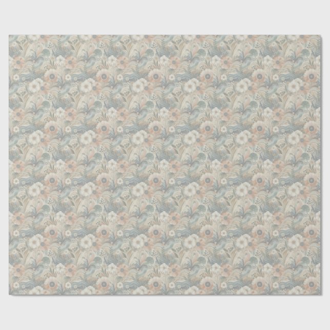 Papier Cadeau Mélange bohème de couleurs et de fleurs (Plat)