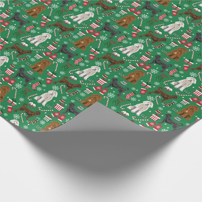 Papier Cadeau Mélange de manteaux Chien de labradoodle Noël (Coin)