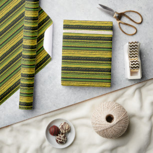 Papier Cadeau Mélange Motif Africain En Vert Et Jaune
