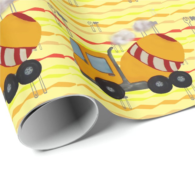 Papier Cadeau Mélangeur concret jaune et rouge (Coin rond)