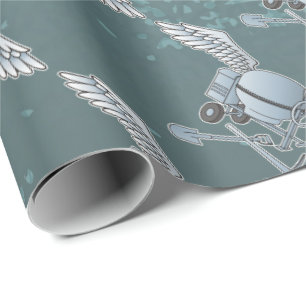 Papier Cadeau Mélangeur de béton bleu-gris