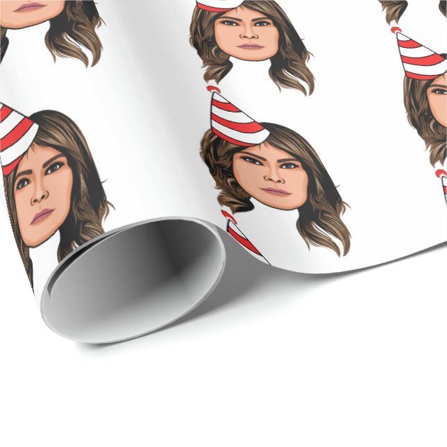 PAPIER CADEAU MÉLANIA TRUMP ANNIVERSAIRE (Coin rond)