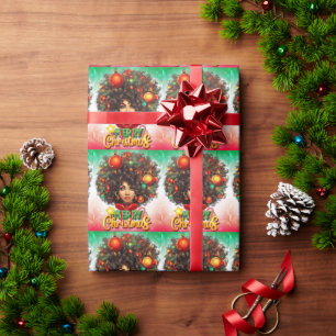 Papier Cadeau Melanin Christmas Black Queen Melanin Femme Noël