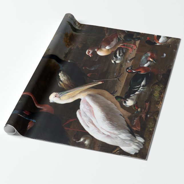 Papier Cadeau Melchior d'Hondécoeter La Plume Flottante (Déroulé)