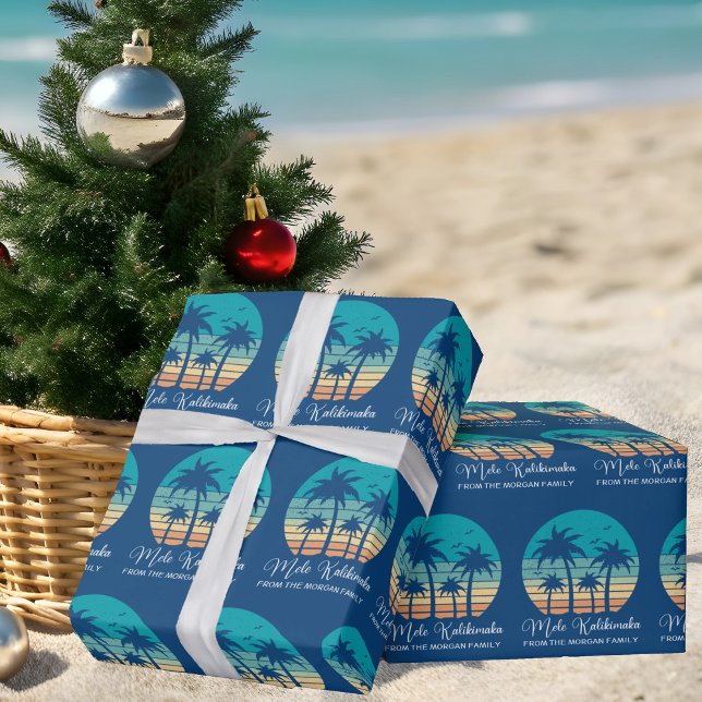 Papier Cadeau Mele Kalikimaka Coucher de soleil tropical Noël pe (Créateur téléchargé)