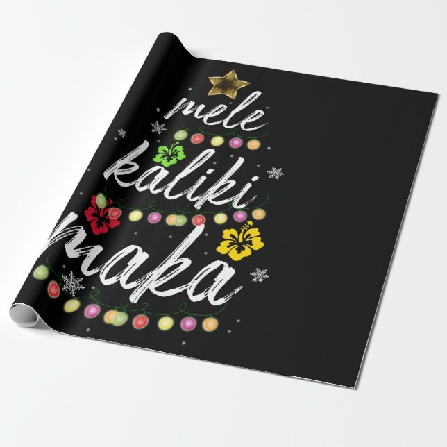 Papier Cadeau Mele kalikimaka Noël Hawaiian Appareils (Déroulé)