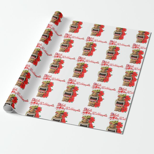 Papier Cadeau Mele Kalikimaka Père Noël Tiki (Déroulé)