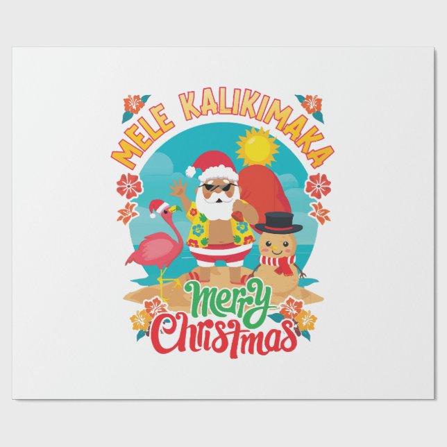 Papier Cadeau Mele Kalikimaka pour un Noël hawaïen brillant (Plat)