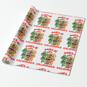 Papier Cadeau Mele Kalikimaka Santa Claus Tiki