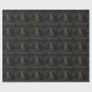 Papier Cadeau Mème de chat qui fume drôle Stupid Brainrot 